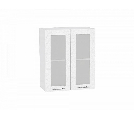 Шкаф верхний с 2-мя остекленными дверцами Валерия-М, цвет: Белый металлик