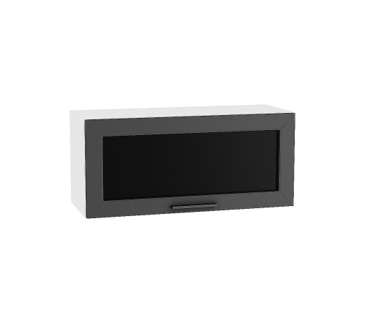 Шкаф верхний горизонтальный остекленный Глетчер, цвет: Маренго Силк