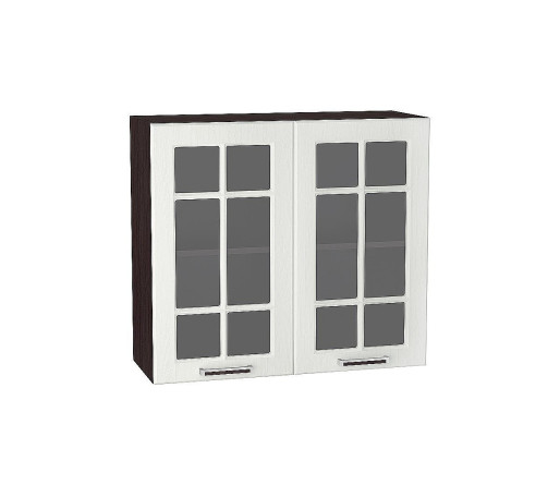 Шкаф верхний с 2-мя остекленными дверцами Прага, цвет: Белое дерево