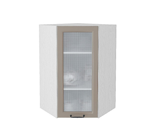 Шкаф верхний угловой остекленный Ницца, цвет: Omnia