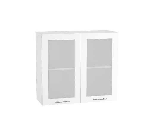 Шкаф верхний с 2-мя остекленными дверцами Валерия-М, цвет: Белый глянец