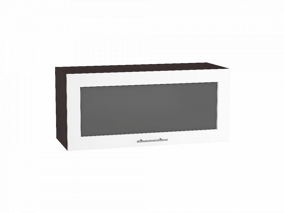 Шкаф верхний горизонтальный остекленный Валерия-М, цвет: Белый глянец Шкаф верхний горизонтальный остекленный Валерия-М, цвет: Белый глянец