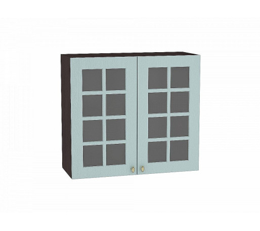 Шкаф верхний с 2-мя остекленными дверцами Прованс, цвет: Голубой