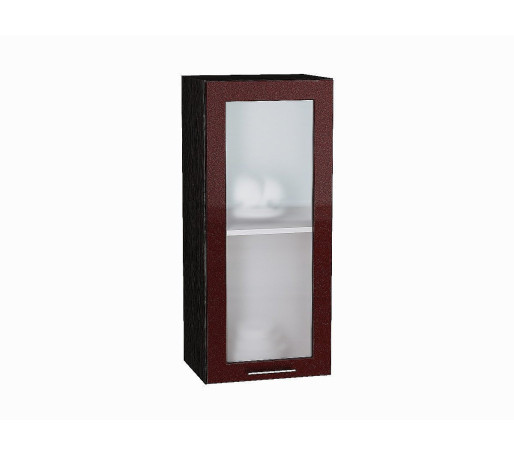 Шкаф верхний с 1-ой остекленной дверцей Валерия-М, цвет: Гранатовый металлик