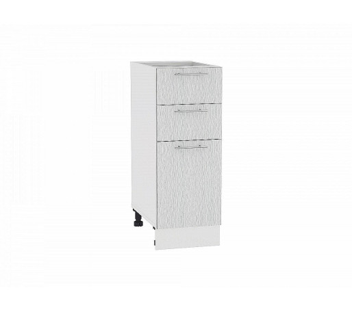 Шкаф нижний с 3-мя ящиками Валерия-М, цвет: Серый металлик дождь светлый