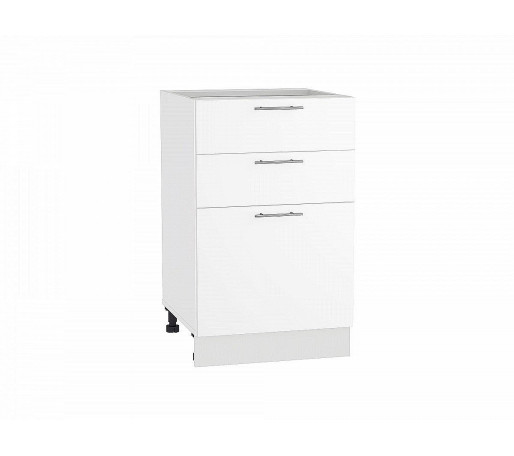 Шкаф нижний с 3-мя ящиками Валерия-М, цвет: Белый глянец