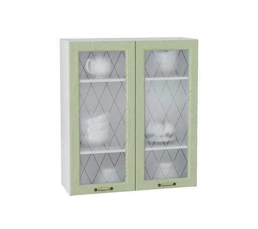 Шкаф верхний с 2-мя остекленными дверцами Ницца, цвет: Дуб оливковый