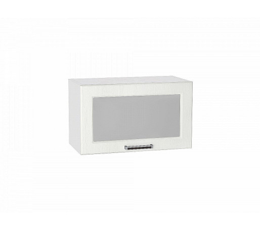 Шкаф верхний горизонтальный остекленный Прага, цвет: Белое дерево