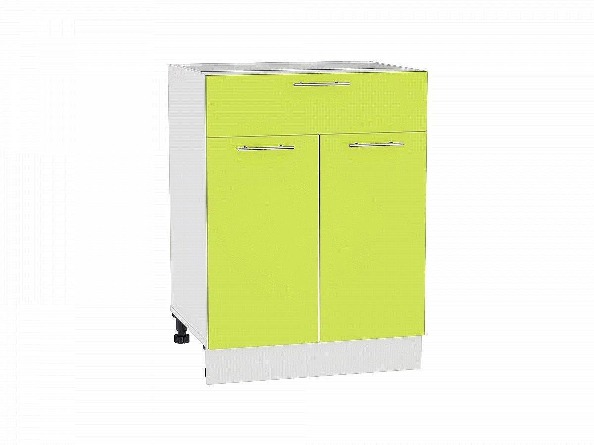Шкаф нижний с 2-мя дверцами и ящиком Валерия-М, цвет: Лайм глянец Шкаф нижний с 2-мя дверцами и ящиком Валерия-М, цвет: Лайм глянец