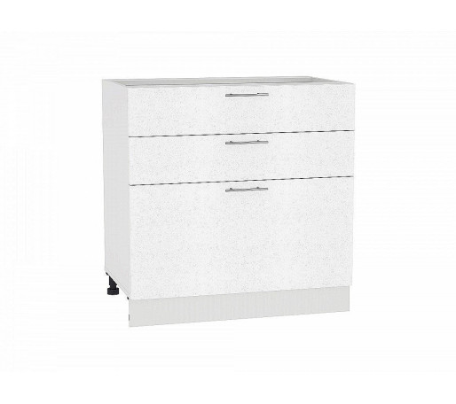 Шкаф нижний с 3-мя ящиками Валерия-М, цвет: Белый металлик