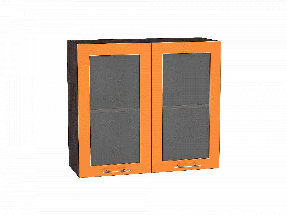 Шкаф верхний с 2-мя остекленными дверцами Валерия-М, цвет: Оранжевый глянец Шкаф верхний с 2-мя остекленными дверцами Валерия-М, цвет: Оранжевый глянец