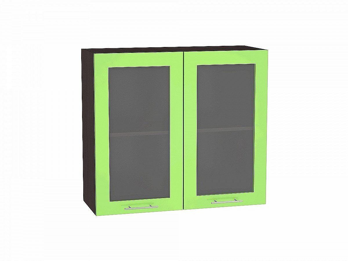 Шкаф верхний с 2-мя остекленными дверцами Валерия-М, цвет: Салатовый глянец Шкаф верхний с 2-мя остекленными дверцами Валерия-М, цвет: Салатовый глянец