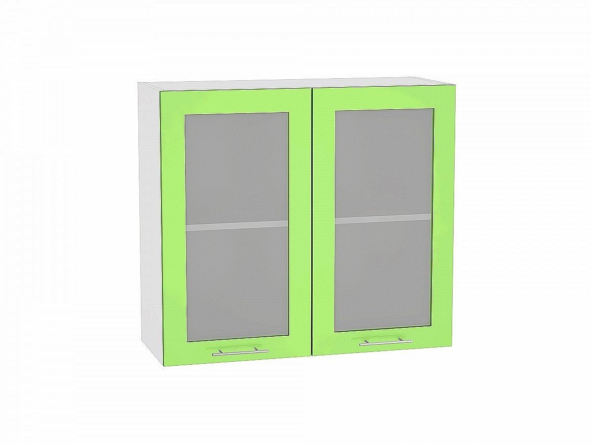 Шкаф верхний с 2-мя остекленными дверцами Валерия-М, цвет: Салатовый глянец Шкаф верхний с 2-мя остекленными дверцами Валерия-М, цвет: Салатовый глянец