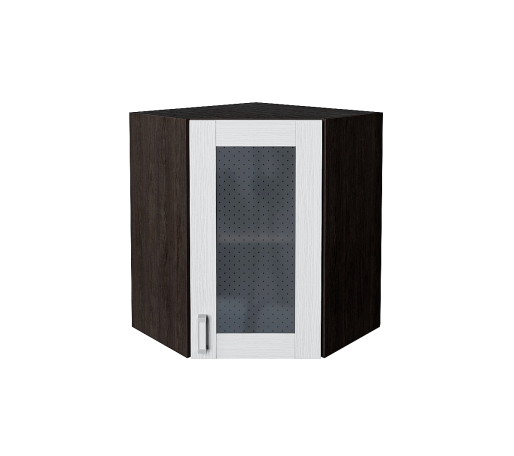 Шкаф верхний угловой остекленный Лофт, цвет: Snow Veralinga