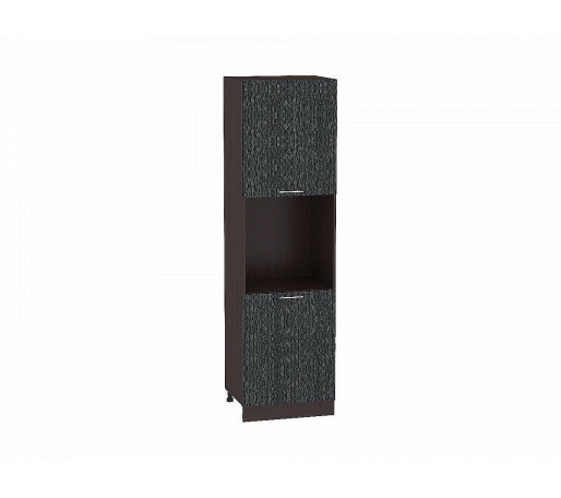 Шкаф пенал с 2-мя дверцами под технику Валерия-М, цвет: Черный металлик дождь