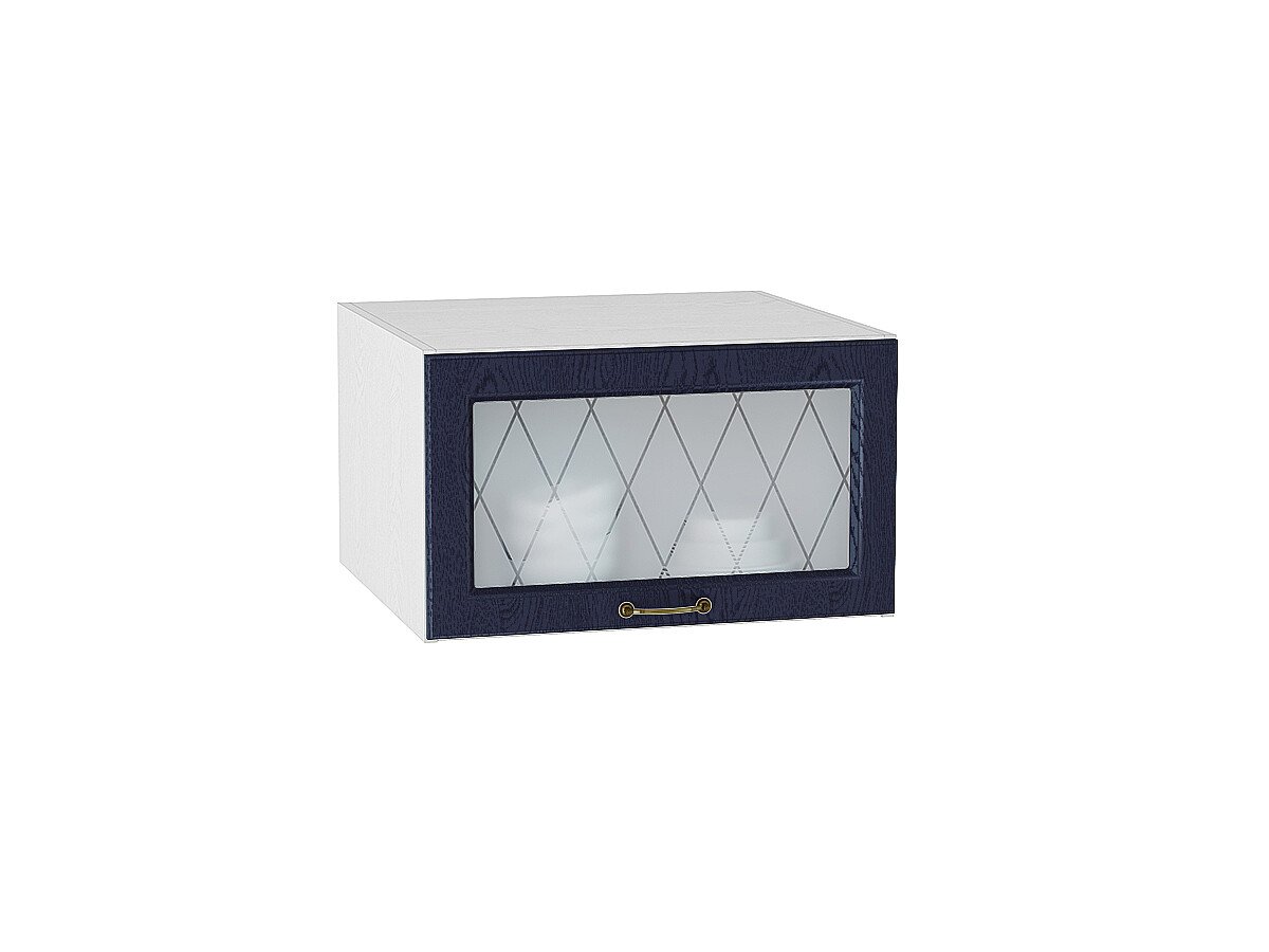 Шкаф верхний горизонтальный остекленный глубокий Ницца, цвет: Дуб синий Шкаф верхний горизонтальный остекленный глубокий Ницца, цвет: Дуб синий