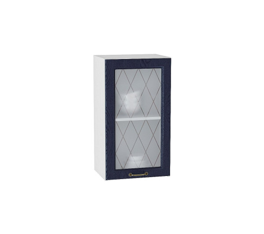 Шкаф верхний с 1-ой остекленной дверцей Ницца, цвет: Дуб синий