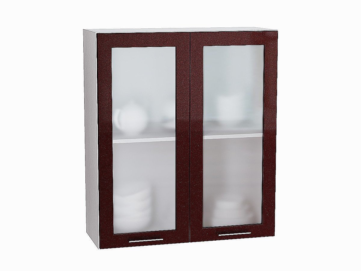 Шкаф верхний с 2-мя остекленными дверцами Валерия-М, цвет: Гранатовый металлик Шкаф верхний с 2-мя остекленными дверцами Валерия-М, цвет: Гранатовый металлик