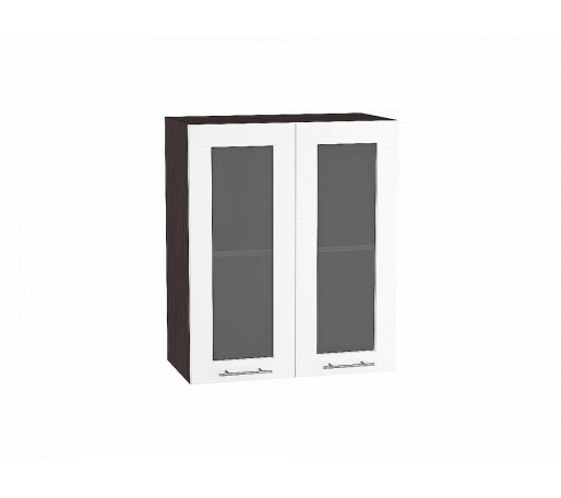 Шкаф верхний с 2-мя остекленными дверцами Валерия-М, цвет: Белый глянец