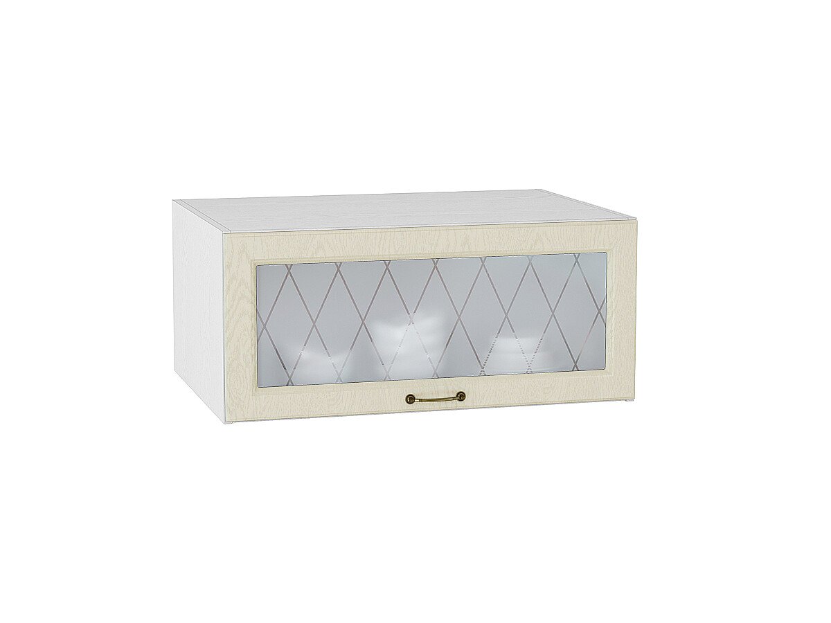 Шкаф верхний горизонтальный остекленный глубокий Ницца, цвет: Дуб крем Шкаф верхний горизонтальный остекленный глубокий Ницца, цвет: Дуб крем