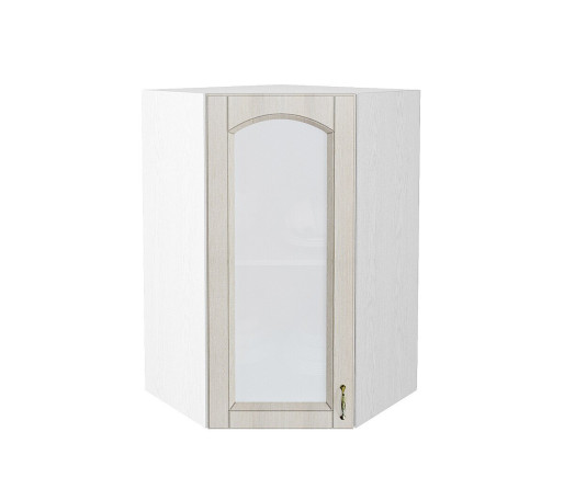 Шкаф верхний угловой остекленный Верона L, цвет: Ясень золото