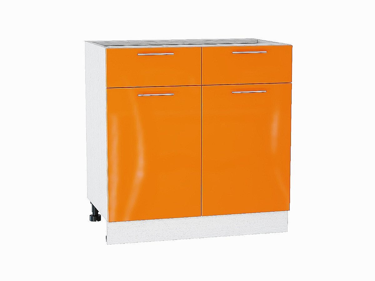 Шкаф нижний с 2-мя дверцами и 2-мя ящиками Валерия-М, цвет: Оранжевый глянец Шкаф нижний с 2-мя дверцами и 2-мя ящиками Валерия-М, цвет: Оранжевый глянец
