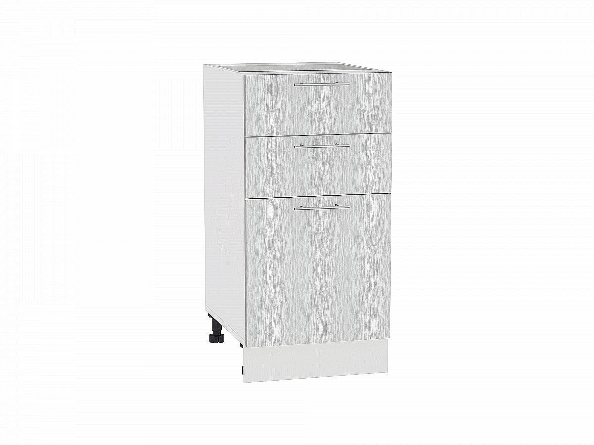 Шкаф нижний с 3-мя ящиками Валерия-М, цвет: Серый металлик дождь светлый Шкаф нижний с 3-мя ящиками Валерия-М, цвет: Серый металлик дождь светлый