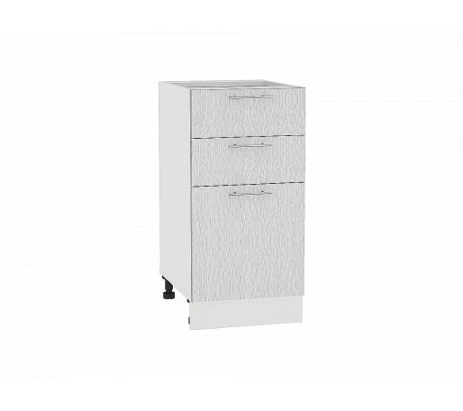 Шкаф нижний с 3-мя ящиками Валерия-М, цвет: Серый металлик дождь светлый