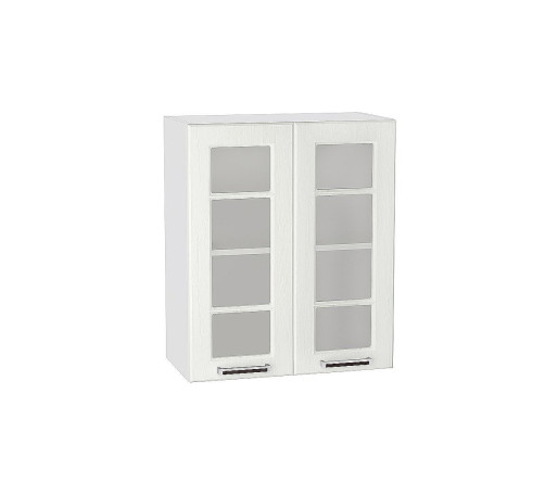 Шкаф верхний с 2-мя остекленными дверцами Прага, цвет: Белое дерево