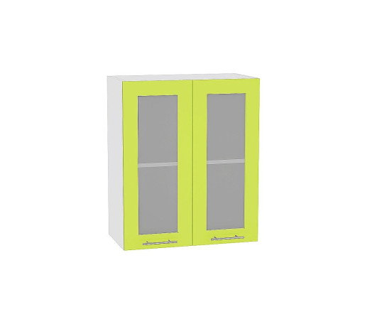 Шкаф верхний с 2-мя остекленными дверцами Валерия-М, цвет: Лайм глянец