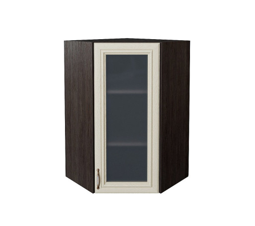 Шкаф верхний угловой остекленный Шале, цвет: Ivory