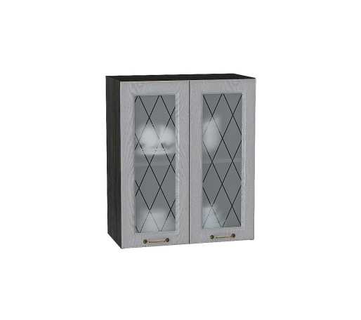 Шкаф верхний с 2-мя остекленными дверцами Ницца, цвет: Дуб серый