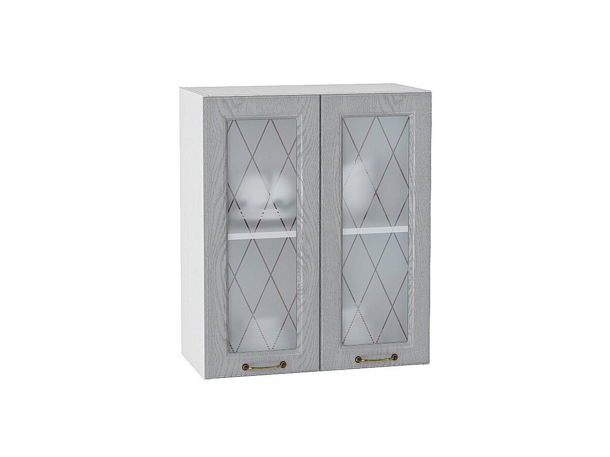 Шкаф верхний с 2-мя остекленными дверцами Ницца, цвет: Дуб серый Шкаф верхний с 2-мя остекленными дверцами Ницца, цвет: Дуб серый