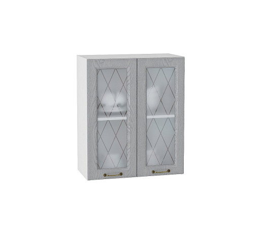 Шкаф верхний с 2-мя остекленными дверцами Ницца, цвет: Дуб серый