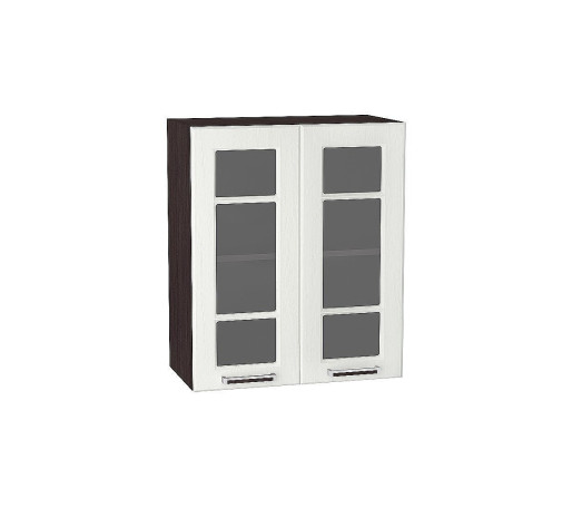 Шкаф верхний с 2-мя остекленными дверцами Прага, цвет: Белое дерево