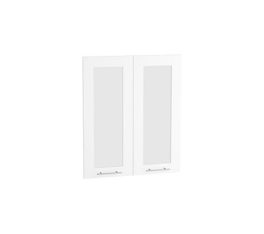 Комплект фасадов Валерия-М со стеклом для каркаса Ф-45 В600, цвет: Белый глянец