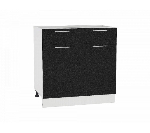 Шкаф нижний с 2-мя дверцами и 2-мя ящиками Валерия-М, цвет: Черный металлик