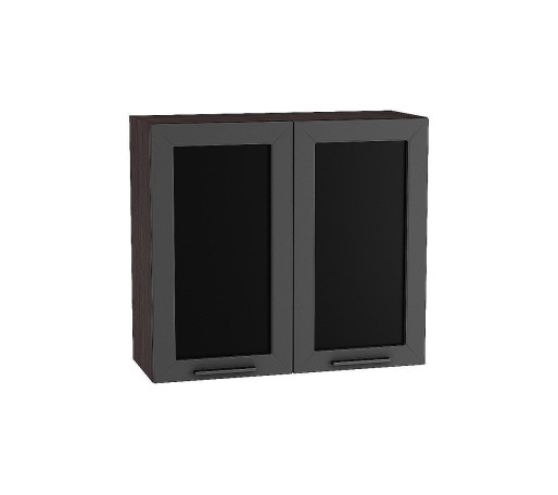 Шкаф верхний с 2-мя остекленными дверцами Глетчер, цвет: Маренго Силк