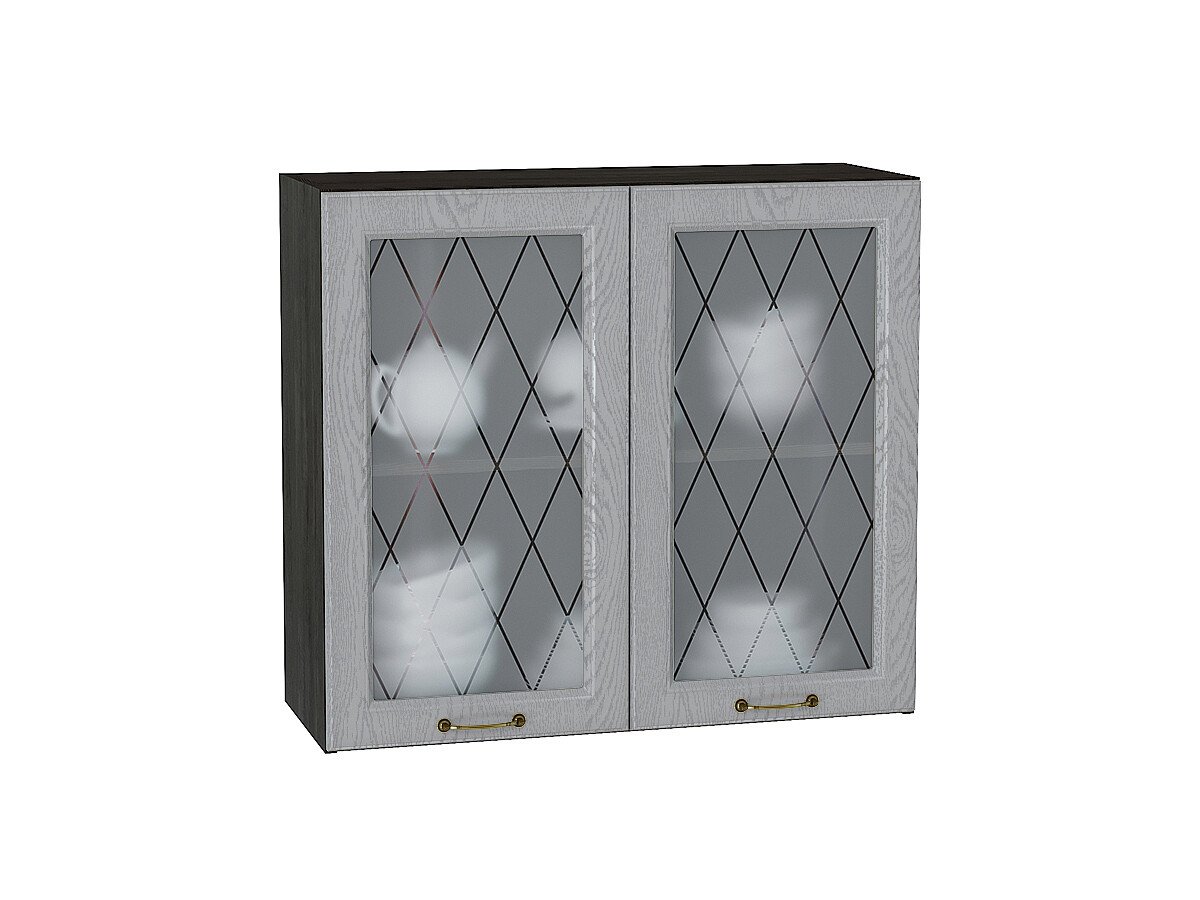 Шкаф верхний с 2-мя остекленными дверцами Ницца, цвет: Дуб серый Шкаф верхний с 2-мя остекленными дверцами Ницца, цвет: Дуб серый