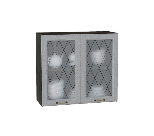 Шкаф верхний с 2-мя остекленными дверцами Ницца, цвет: Дуб серый