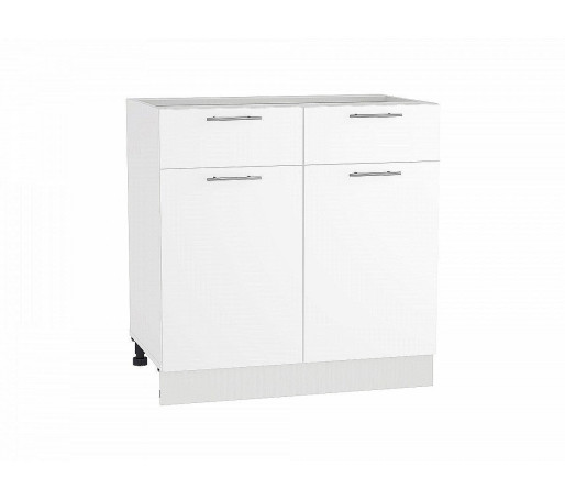Шкаф нижний с 2-мя дверцами и 2-мя ящиками Валерия-М, цвет: Белый глянец