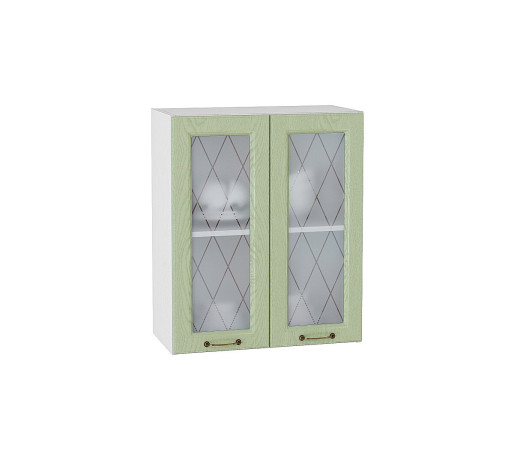 Шкаф верхний с 2-мя остекленными дверцами Ницца, цвет: Дуб оливковый