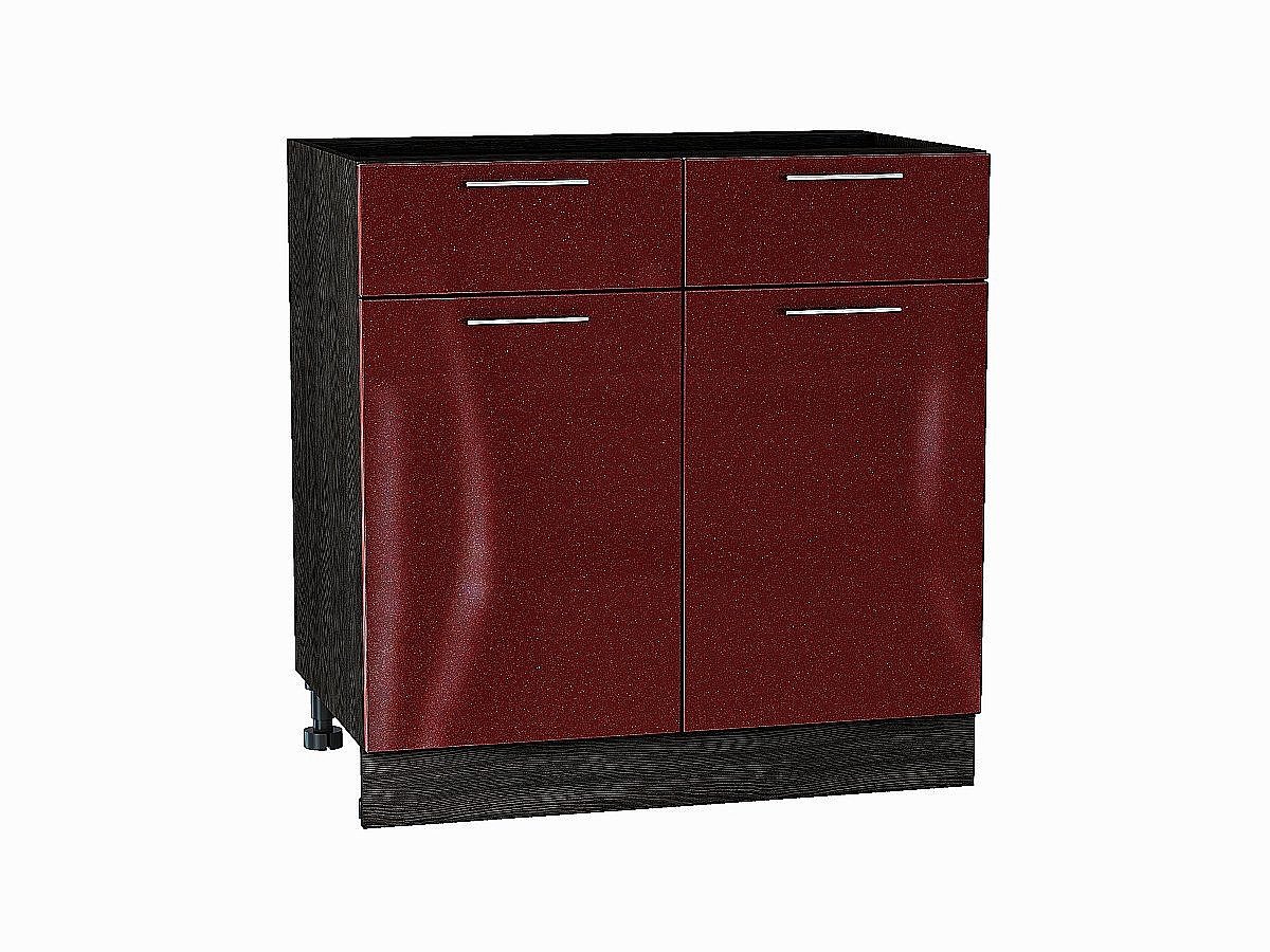 Шкаф нижний с 2-мя дверцами и 2-мя ящиками Валерия-М, цвет: Гранатовый металлик Шкаф нижний с 2-мя дверцами и 2-мя ящиками Валерия-М, цвет: Гранатовый металлик