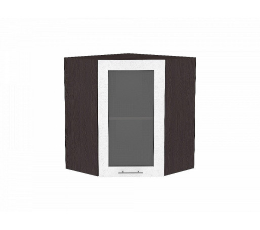 Шкаф верхний угловой остекленный Валерия-М, цвет: Белый металлик