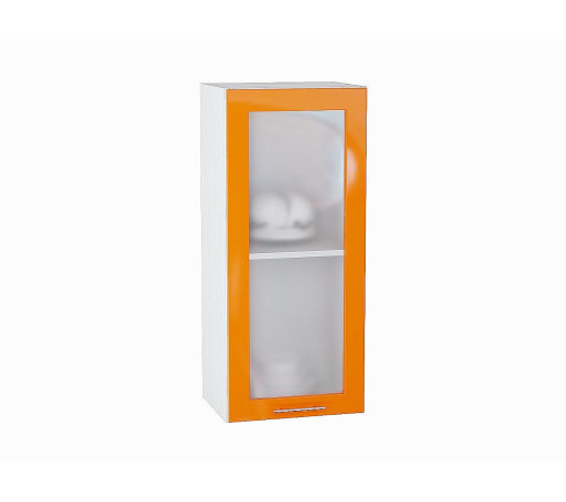 Шкаф верхний с 1-ой остекленной дверцей Валерия-М, цвет: Оранжевый глянец