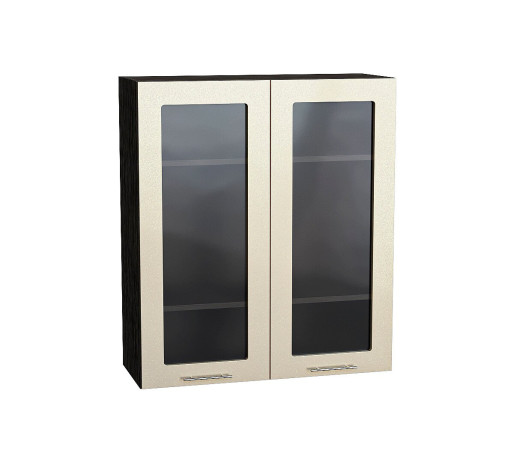 Шкаф верхний с 2-мя остекленными дверцами Валерия-М, цвет: Бежевый металлик