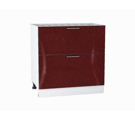 Шкаф нижний с 2-мя ящиками Валерия-М, цвет: Гранатовый металлик