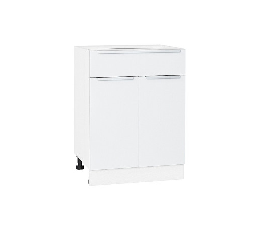 Шкаф нижний с 2-мя дверцами и ящиком Фьюжн, цвет: Silky White