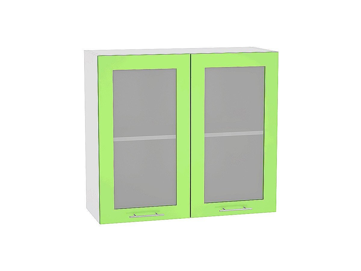 Шкаф верхний с 2-мя остекленными дверцами Валерия-М, цвет: Салатовый глянец Шкаф верхний с 2-мя остекленными дверцами Валерия-М, цвет: Салатовый глянец