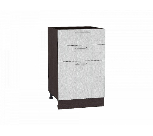 Шкаф нижний с 3-мя ящиками Валерия-М, цвет: Серый металлик дождь светлый